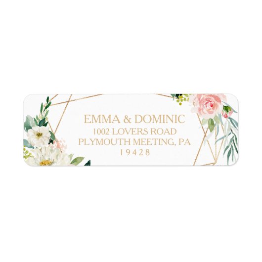 Greenery & Gold Geometric Return Address Label (Voorkant)