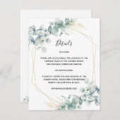 Greenery Gold Geometric Rustic Eucalyptus Wedding Informatiekaartje (Voorkant / Achterkant)