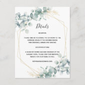 Greenery Gold Geometric Rustic Eucalyptus Wedding Informatiekaartje (Voorkant)