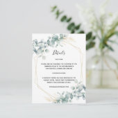 Greenery Gold Geometric Rustic Eucalyptus Wedding Informatiekaartje (Staand voorkant)