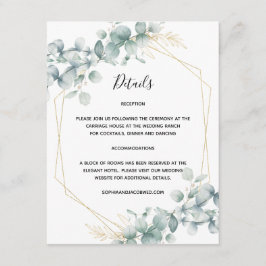 Greenery Gold Geometric Rustic Eucalyptus Wedding Informatiekaartje