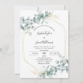 Greenery Gold Geometric Rustic Eucalyptus Wedding Kaart (Voorkant)
