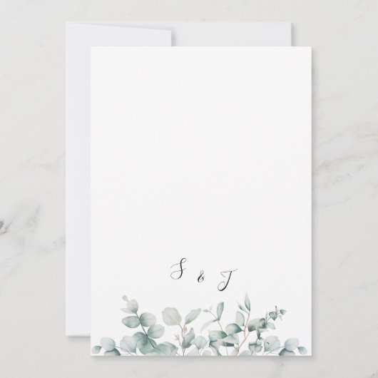 Greenery Gold Geometric Rustic Eucalyptus Wedding Kaart (Achterkant)