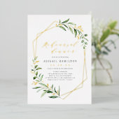 Greenery Gold Geometric Rustic Rehearsal Dinner Folie Uitnodiging (Staand Voorkant)