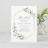 Greenery Gold Geometric Rustic Vrijgezellenfeest Kaart (Staand voorkant)