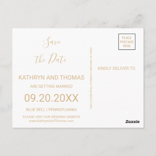 Greenery & Gold Geometric sparen de Datum Kaart (Achterkant)