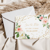 Greenery & Gold Geometric sparen de Datum Kaart