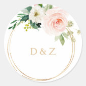 Greenery & Gold Geometric Wedding Envelope Seals Ronde Sticker (Voorkant)