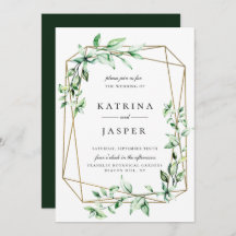 Greenery Gold Geometric Wedding Invitation