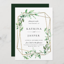 Greenery Gold Geometric Wedding Invitation Kaart