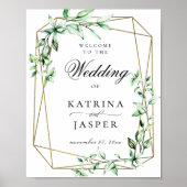 Greenery Gold Geometric Wedding Welkom Poster (Voorkant)