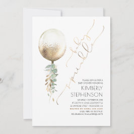 Greenery Gold Glitter Balloon Baby Sprinkle Kaart