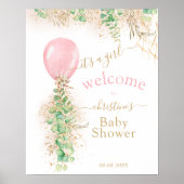 Greenery Gold Glitter Eucalyptus Balloon Welkom Poster (Voorkant)