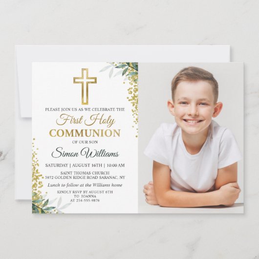 Greenery Gold Glitter First Heilige Communauteit F Kaart (Voorkant)