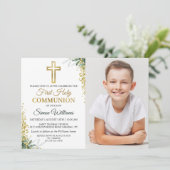 Greenery Gold Glitter First Heilige Communauteit F Kaart (Staand voorkant)