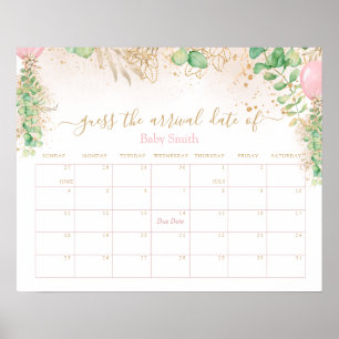 Greenery Gold Glitter Raad Baby aankomst Poster