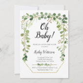 Greenery Gold Glitters Baby shower Kaart (Voorkant)