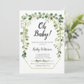 Greenery Gold Glitters Baby shower Kaart (Staand voorkant)