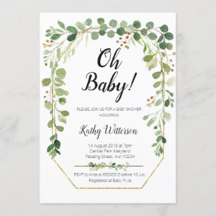 Greenery Gold Glitters Baby shower Kaart