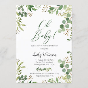 Greenery Gold Glitters Botanisch Baby shower Kaart
