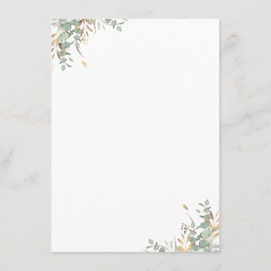 Greenery Gold Glitters Trouwinformatie Gast Informatiekaartje (Achterkant)