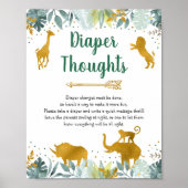Greenery Gold Greenery Safari Diaper Thoughts Sign Poster (Voorkant)