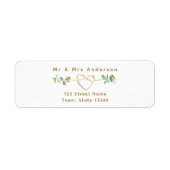 Greenery Gold Heart Wedding Return Address Etiket (Voorkant)