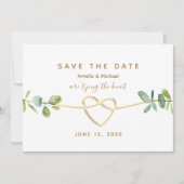 Greenery Gold Heart Wedding Save The Date (Voorkant)