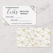 Greenery Gold Hoeveel corks Shower Game Card Plaatskaartje (Voorkant / Achterkant)