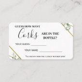 Greenery Gold Hoeveel corks Shower Game Card Plaatskaartje (Voorkant)