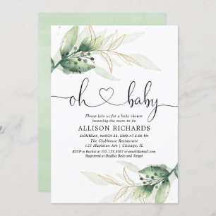 Greenery Gold laat baby shower dat geslachtsneutra Kaart