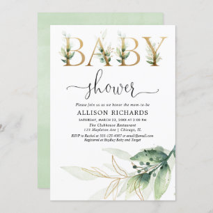 Greenery Gold laat baby shower dat geslachtsneutra Kaart