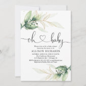 Greenery Gold laat genderneutraal baby shower acht Kaart (Voorkant)