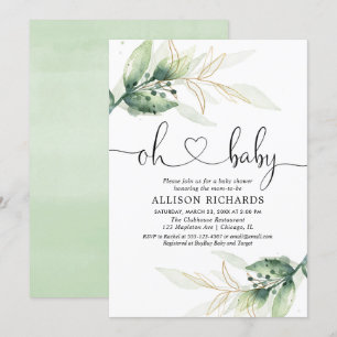 Greenery Gold laat genderneutraal baby shower acht Kaart