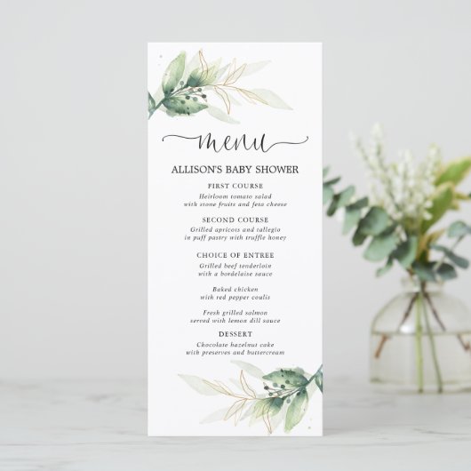 Greenery Gold laat gewoon modern douchecomanje Programmakaart (Staand voorkant)