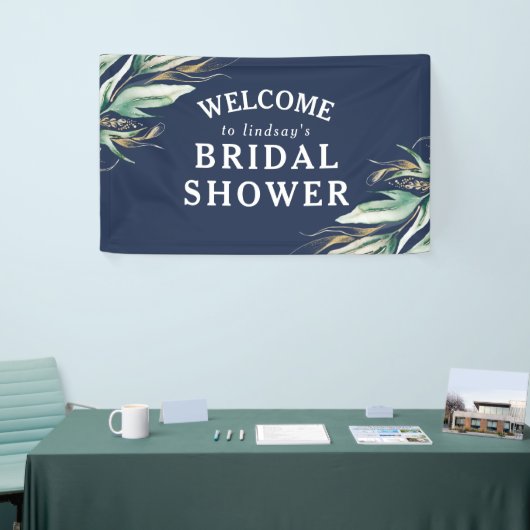 Greenery Gold laat marineblauw Vrijgezellenfeest a Spandoek (Beurs)