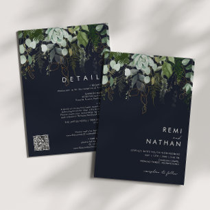 Greenery Gold Leaf   Donkere marine in één QR-code Kaart