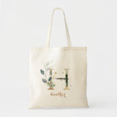 Greenery Gold Leaf Foliage Persoonlijk Letter "H" Tote Bag (Voorkant)