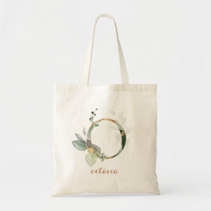 Greenery Gold Leaf Foliage Specialized Letter "O" Tote Bag