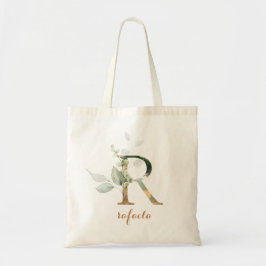 Greenery Gold Leaf Foliage Specialized Letter "R" Tote Bag
