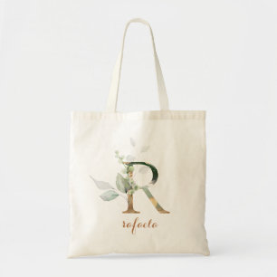 Greenery Gold Leaf Foliage Specialized Letter "R" Tote Bag