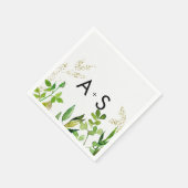 Greenery & Gold Leaf Framed Wedding Monogram Servet (Hoek)