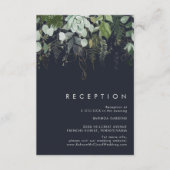 Greenery & Gold Leaf | Ontvangst van donkere marin Informatiekaartje (Voorkant)