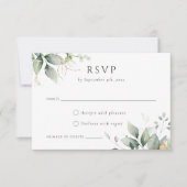 Greenery Gold Leaf Waterverf Foliage Modern RSVP Kaart (Voorkant)