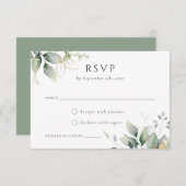 Greenery Gold Leaf Waterverf Foliage Modern RSVP Kaart (Voorkant / Achterkant)