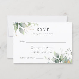 Greenery Gold Leaf Waterverf Foliage Modern RSVP Kaart