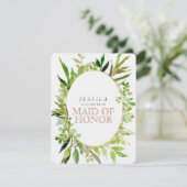 Greenery & Gold Leaf zal je mijn bruidsmeisje zijn Kaart (Staand voorkant)