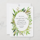 Greenery & Gold Leaf zal je mijn bruidsmeisje zijn Kaart (Achterkant)