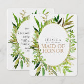 Greenery & Gold Leaf zal je mijn bruidsmeisje zijn Kaart (Voorkant / Achterkant)