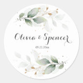 Greenery Gold Leaves Botanical Wedding Stickers (Voorkant)